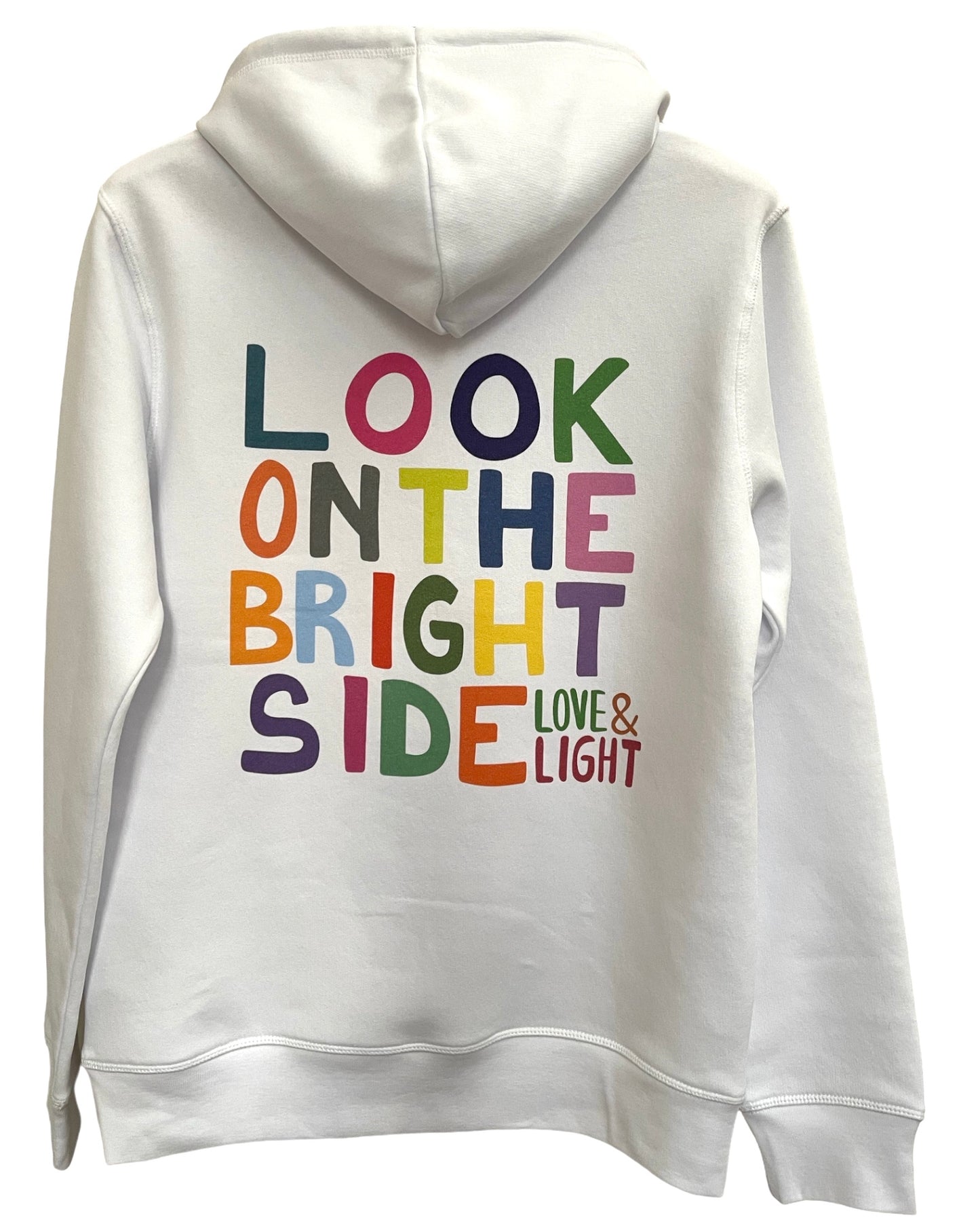 HOODIE blanc "Look On The Bright Side" grigri rose/vert