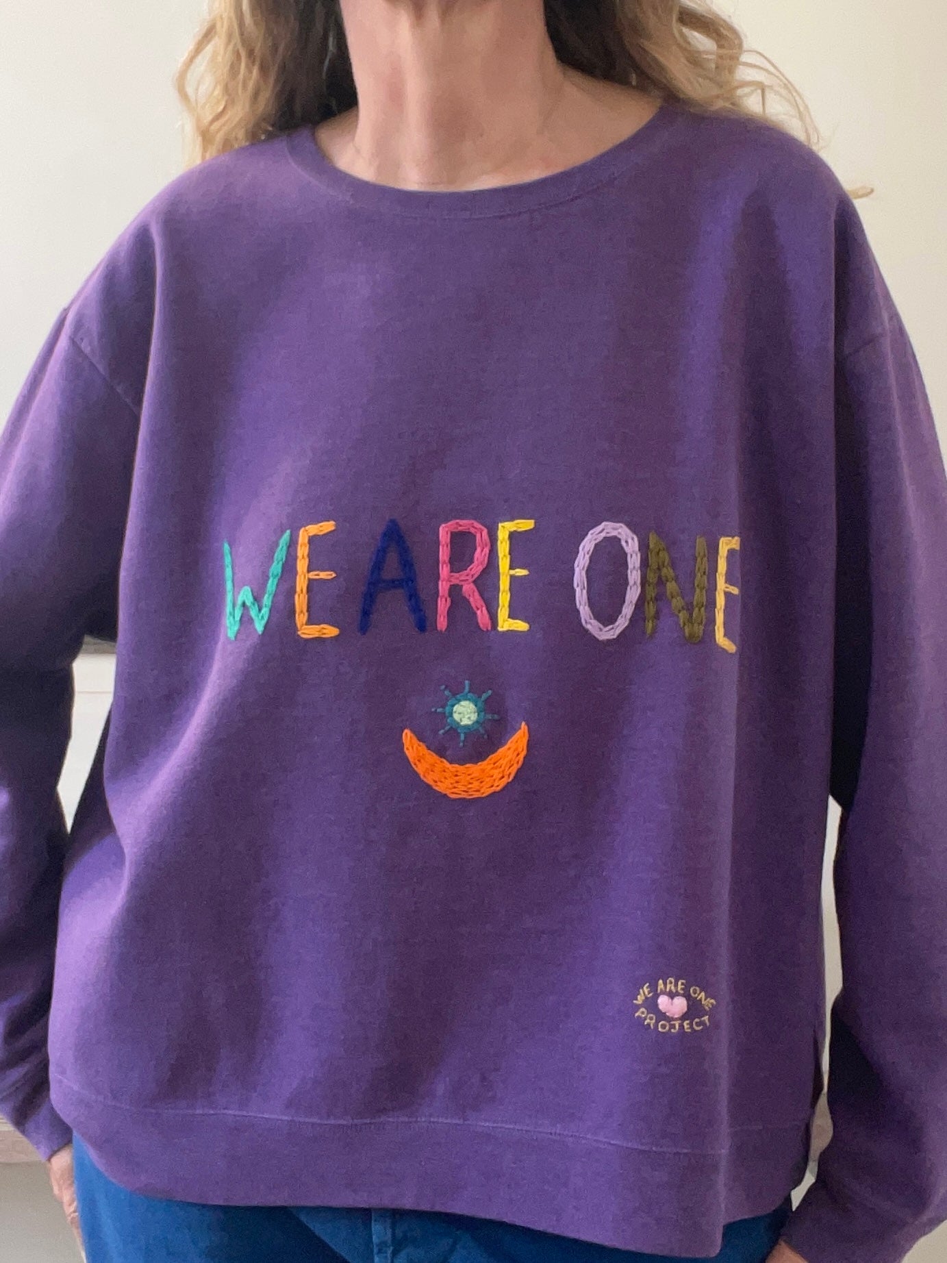 Sweat Vintage Brodé Mantra « WE ARE ONE » bis XL