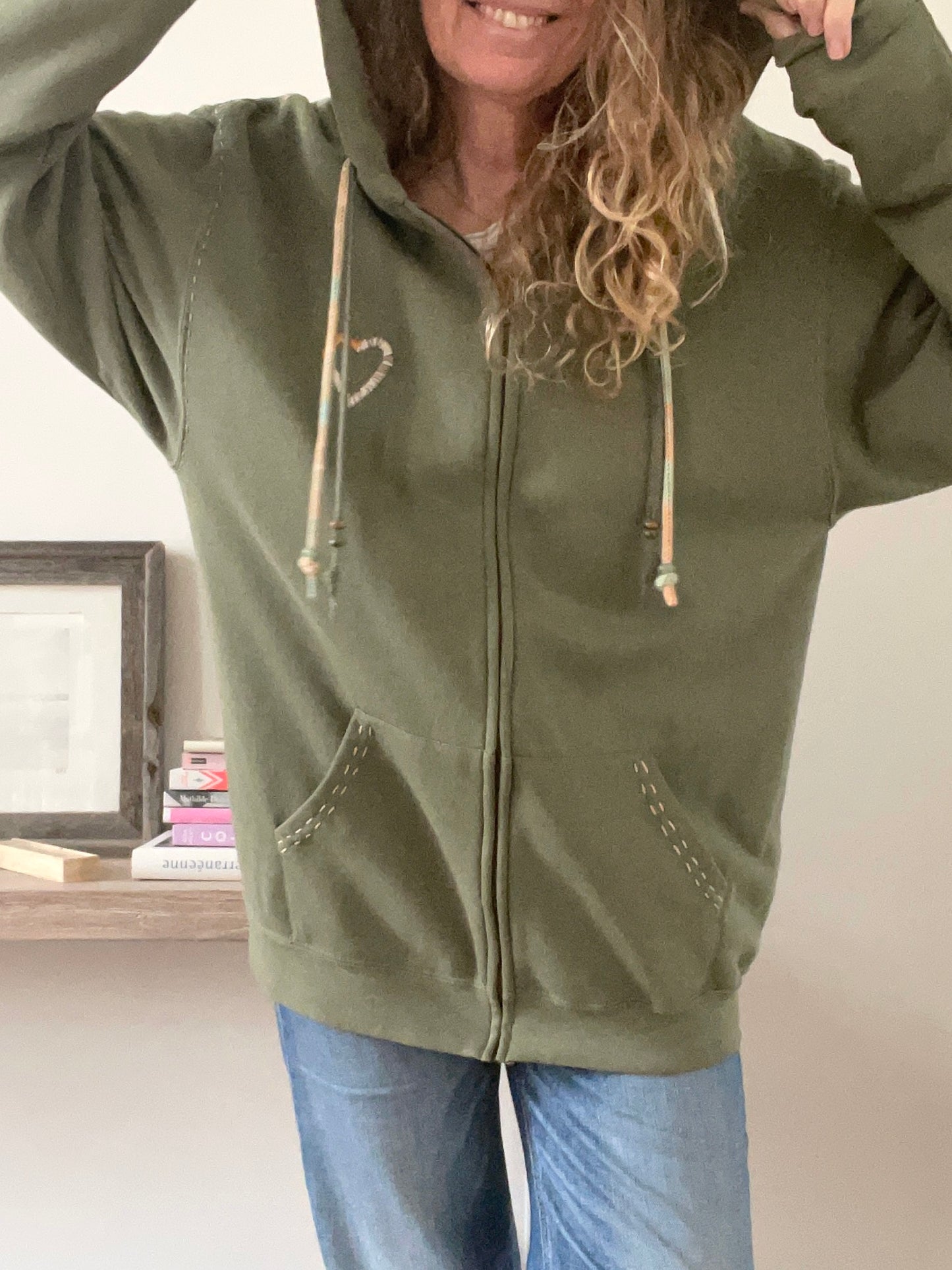 Hoodie Zippé Oversize Vintage Brodé BIG LOVE XXL