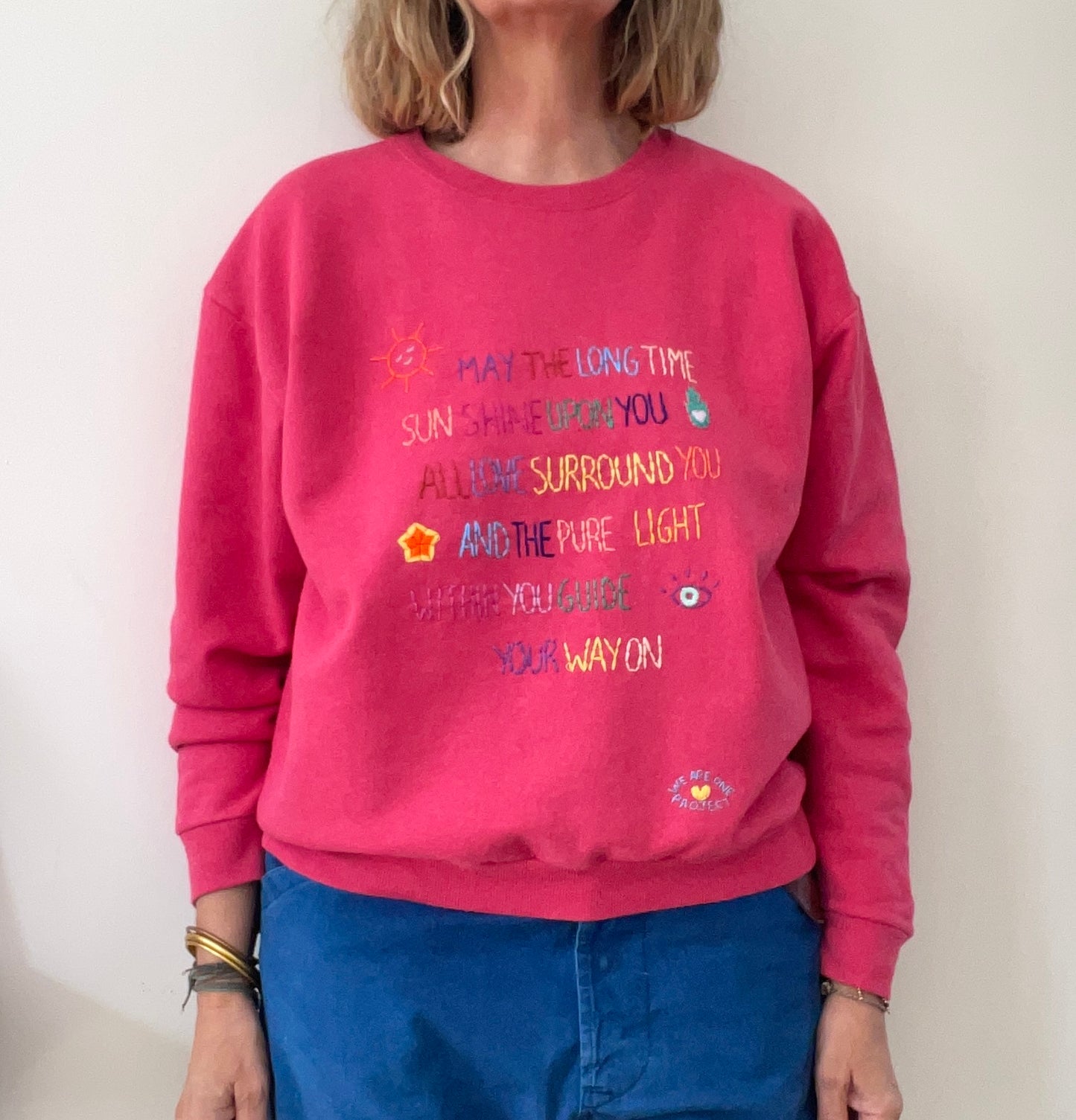 Sweat Vintage Brodé Mantra "MayTheLongTime" M/L