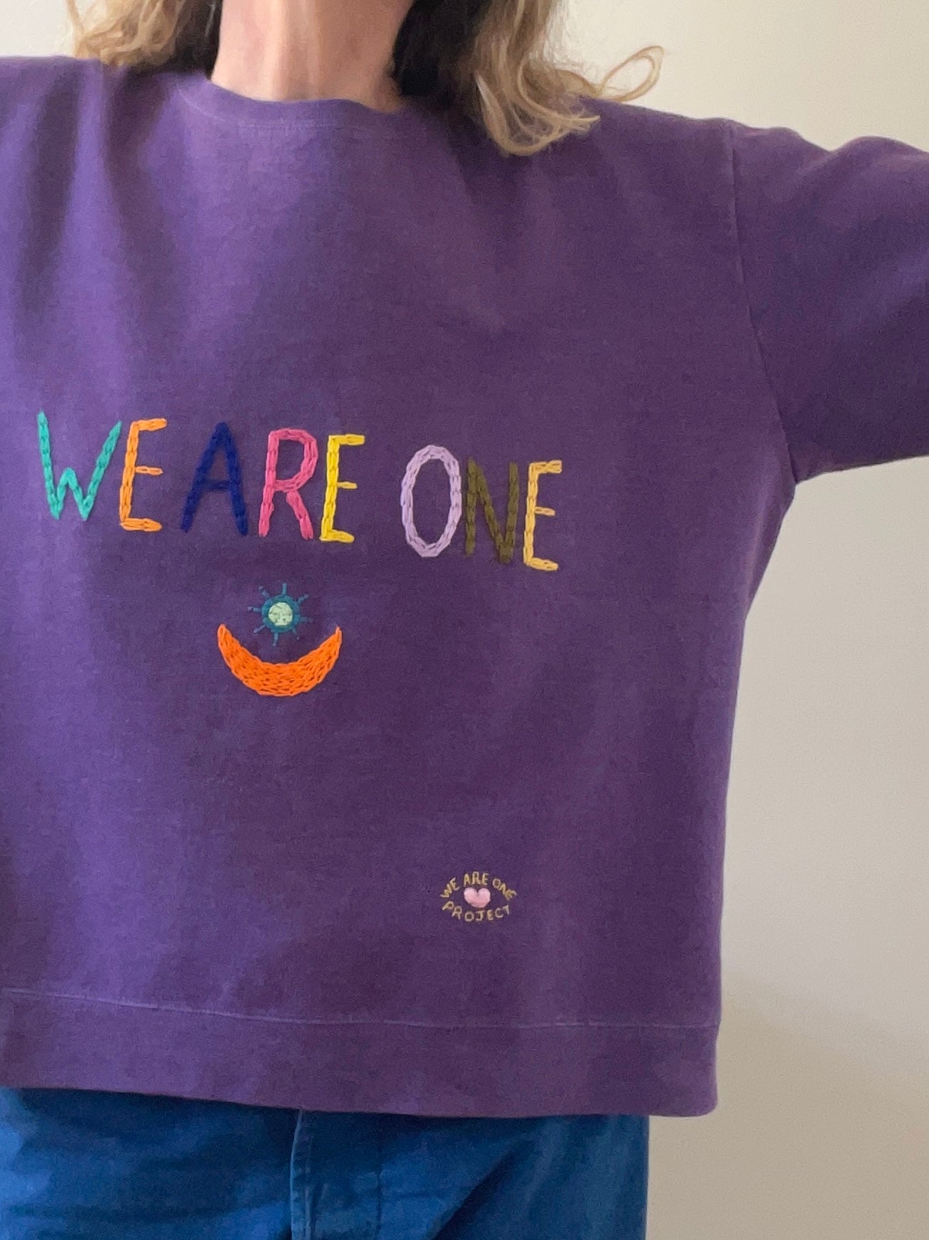 Sweat Vintage Brodé Mantra « WE ARE ONE » bis XL