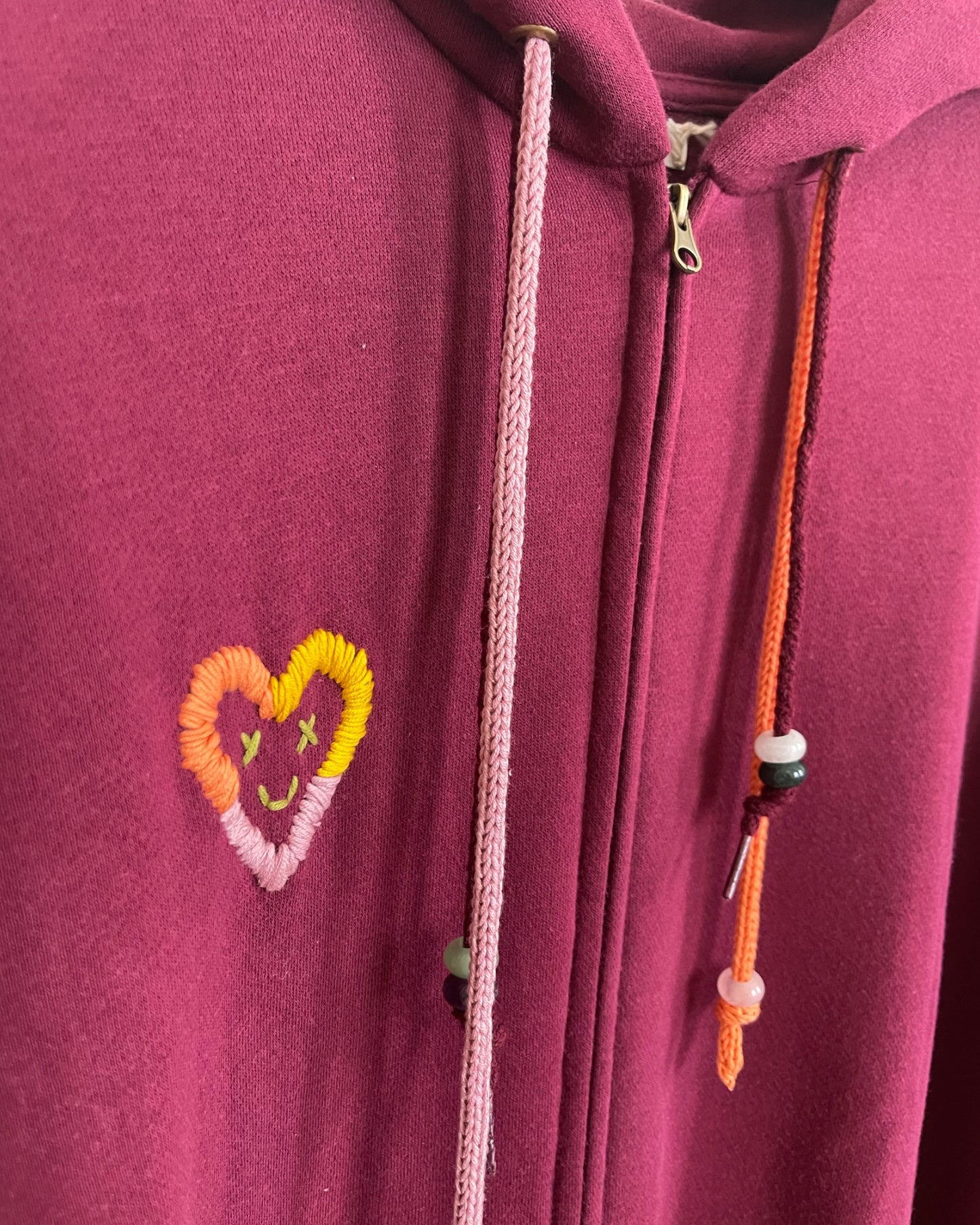 Hoodie Zippé Vintage Brodé BIG LOVE L/XL