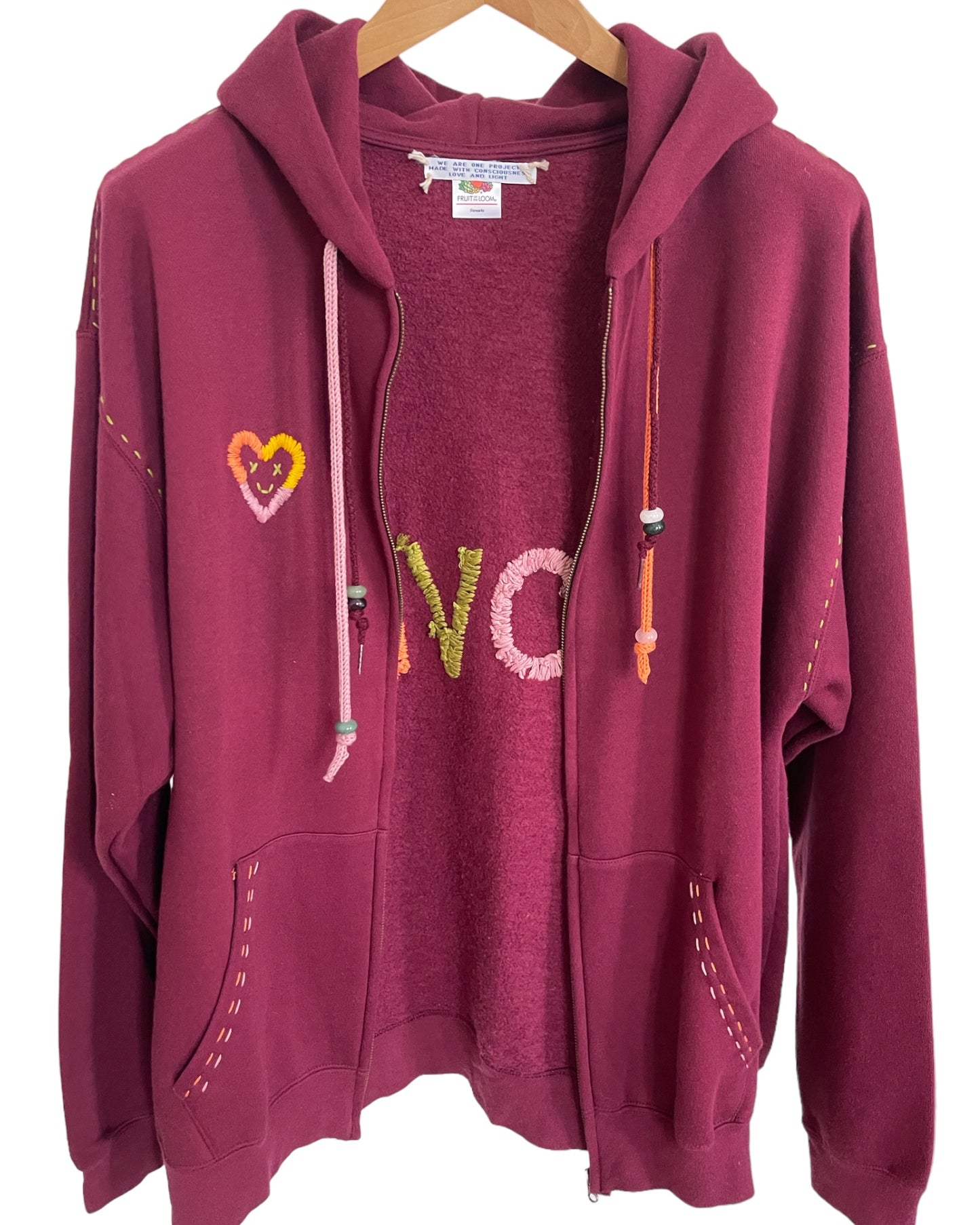 Hoodie Zippé Vintage Brodé BIG LOVE L/XL