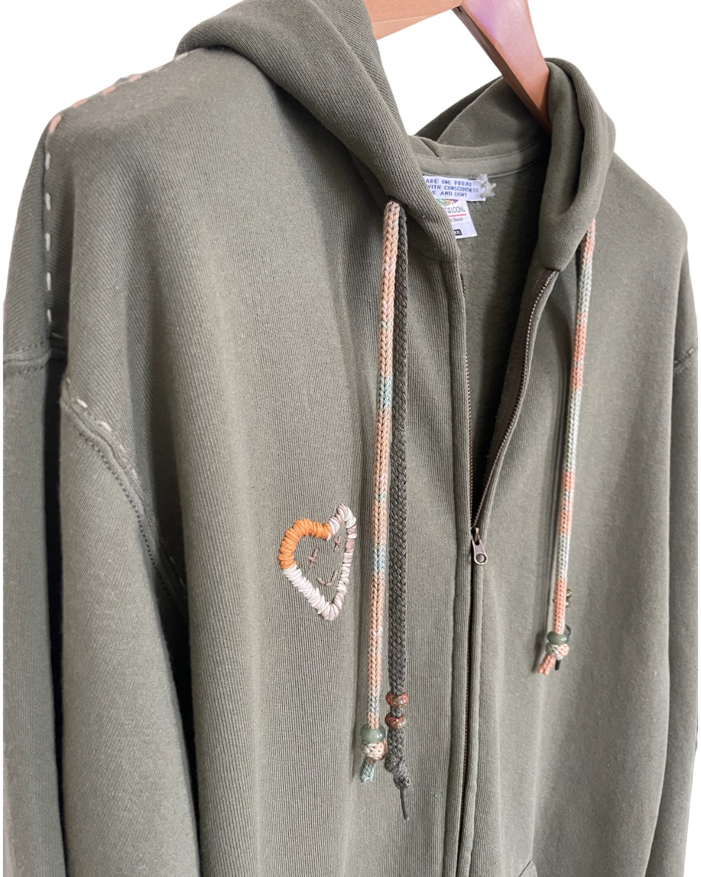Hoodie Zippé Oversize Vintage Brodé BIG LOVE XXL