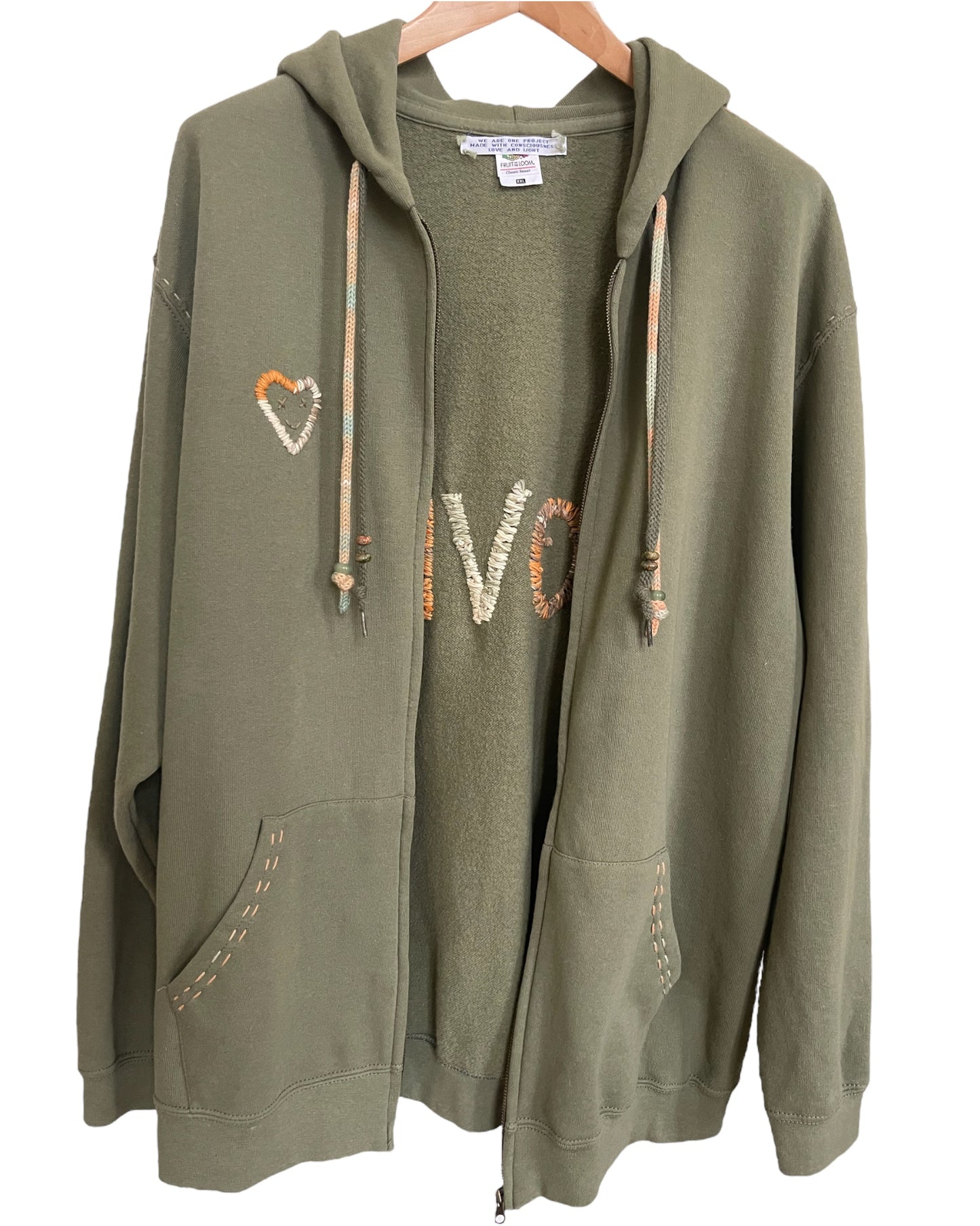 Hoodie Zippé Oversize Vintage Brodé BIG LOVE XXL