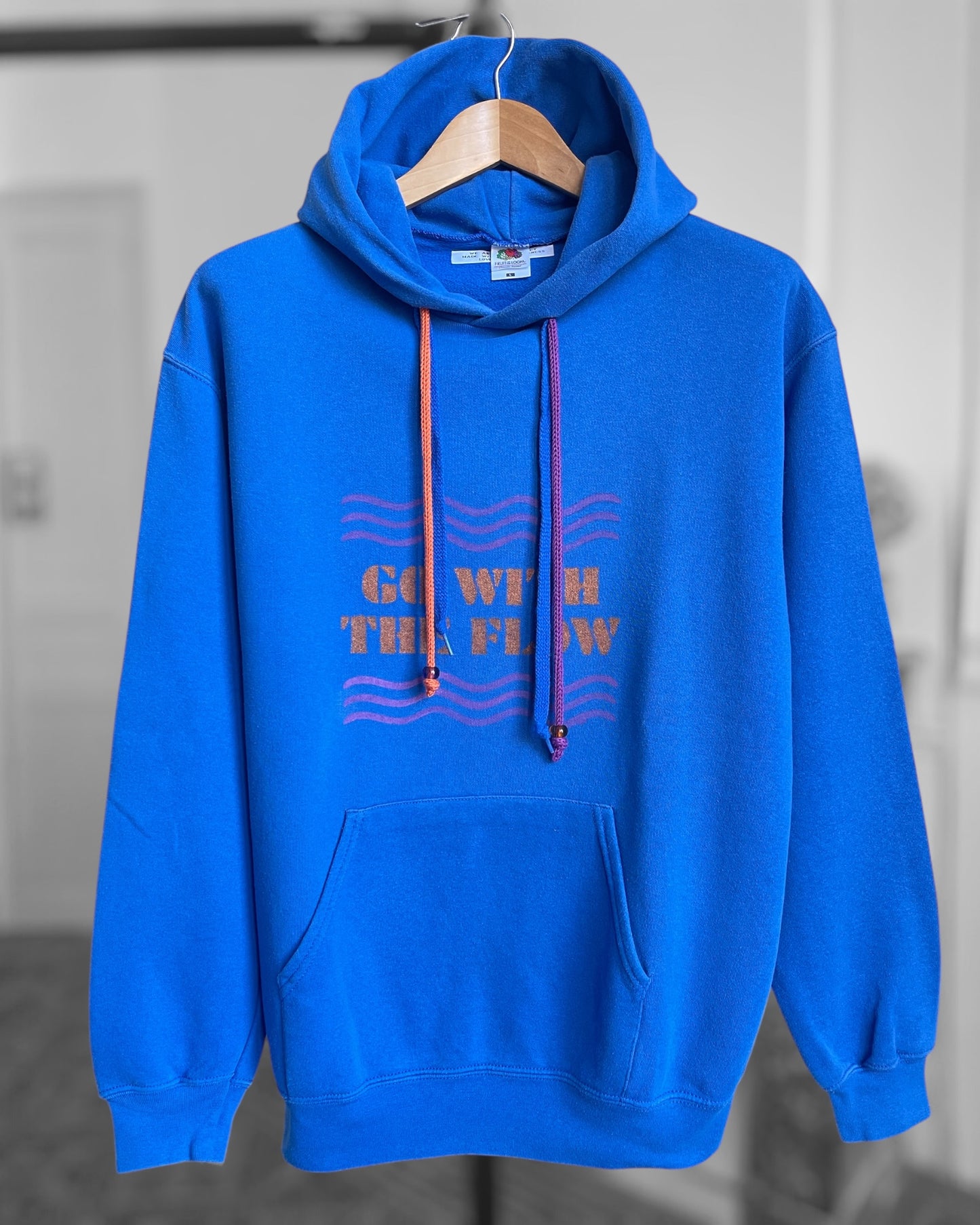 GO WITH THE FLOW hoodie vintage L