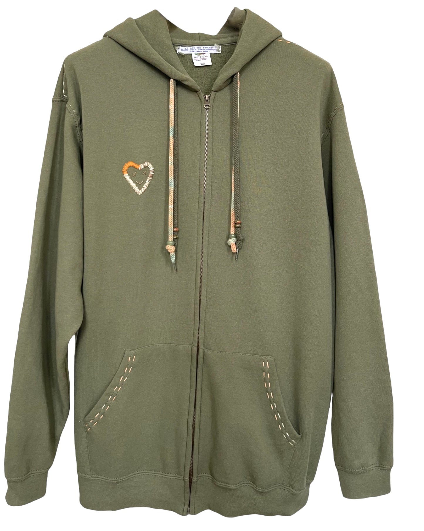 Hoodie Zippé Oversize Vintage Brodé BIG LOVE XXL