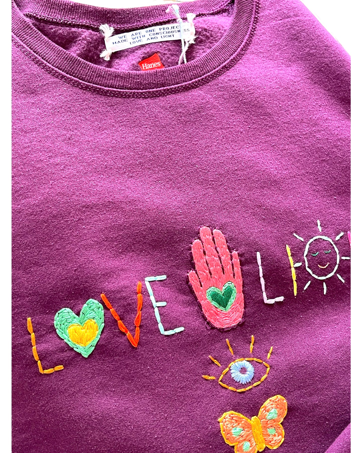 Sweat Vintage Brodé Mantra "Love&Light"
