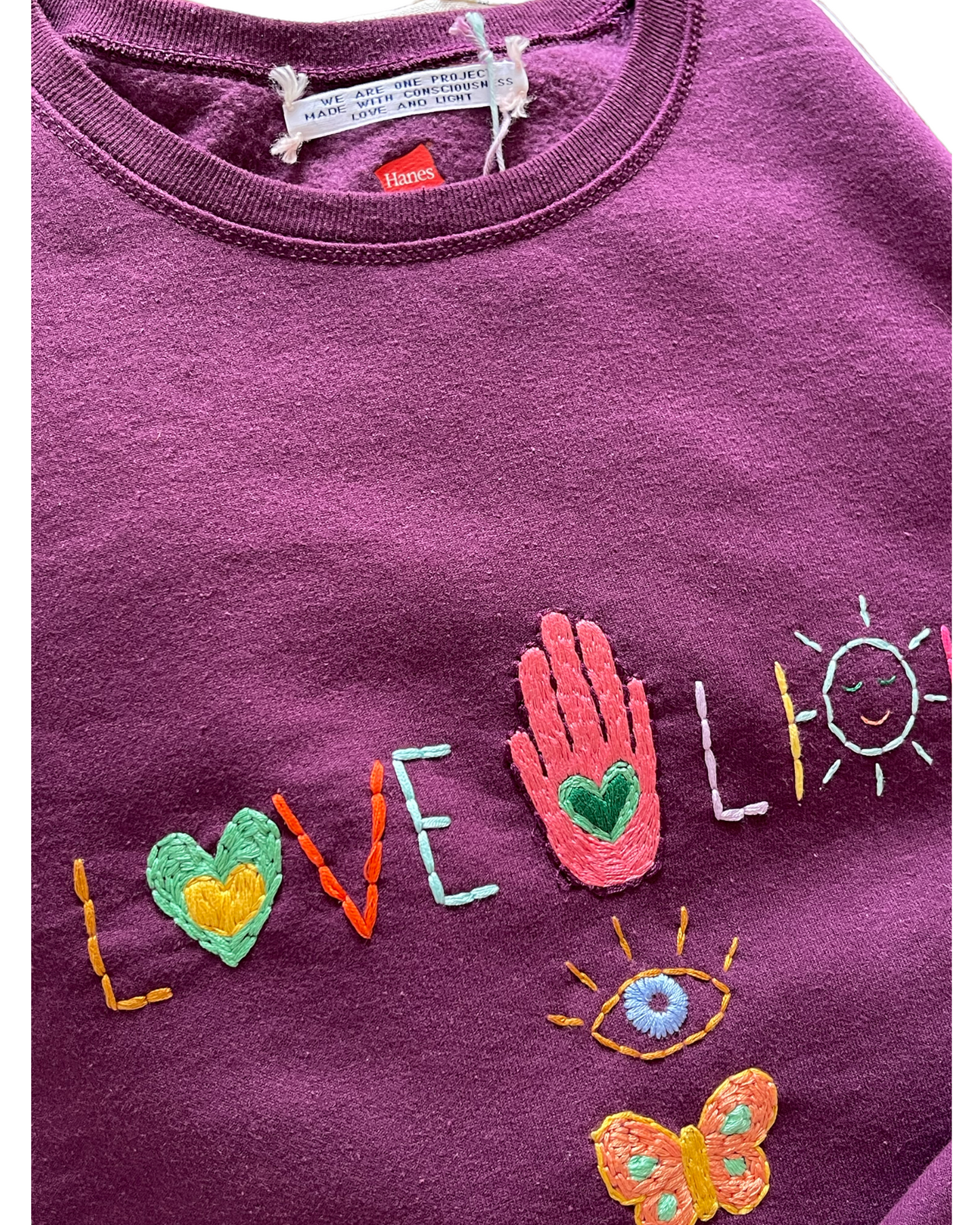 Sweat Vintage Brodé Mantra "Love&Light"