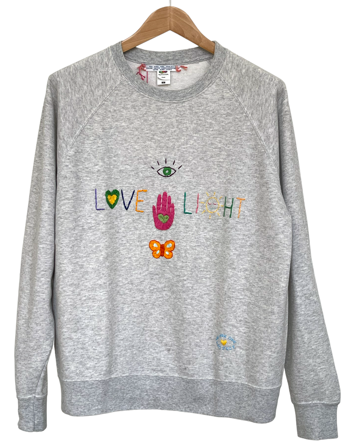 Sweat Vintage Brodé Mantra "Love&Light"