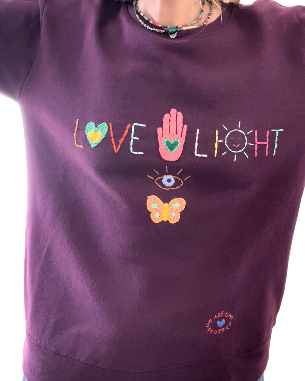 Sweat Vintage Brodé Mantra "Love&Light"
