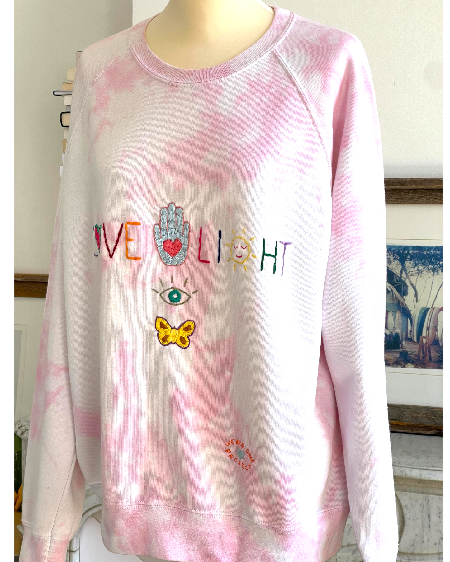 Sweat Vintage Brodé Mantra "Love&Light"