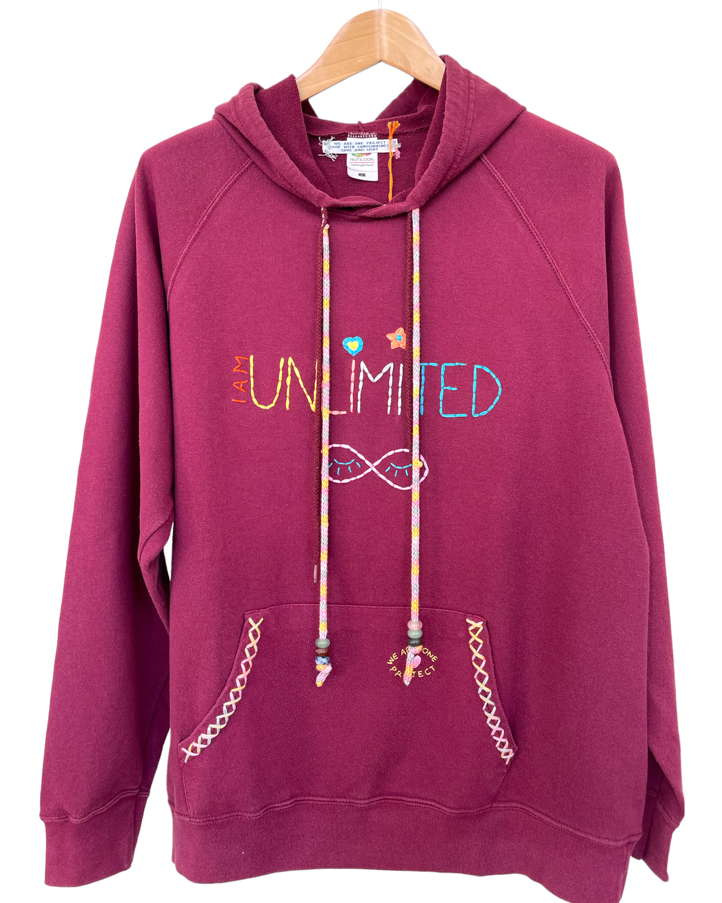 Hoodie Vintage Brodé Mantra "I'mUnlimited"&Grigri