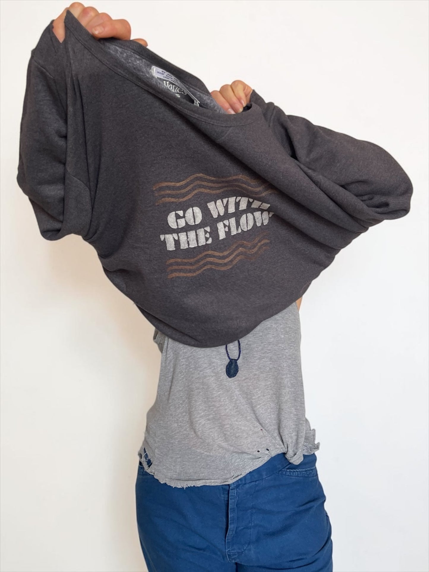 Sweat vintage XXL "Go with the flow"