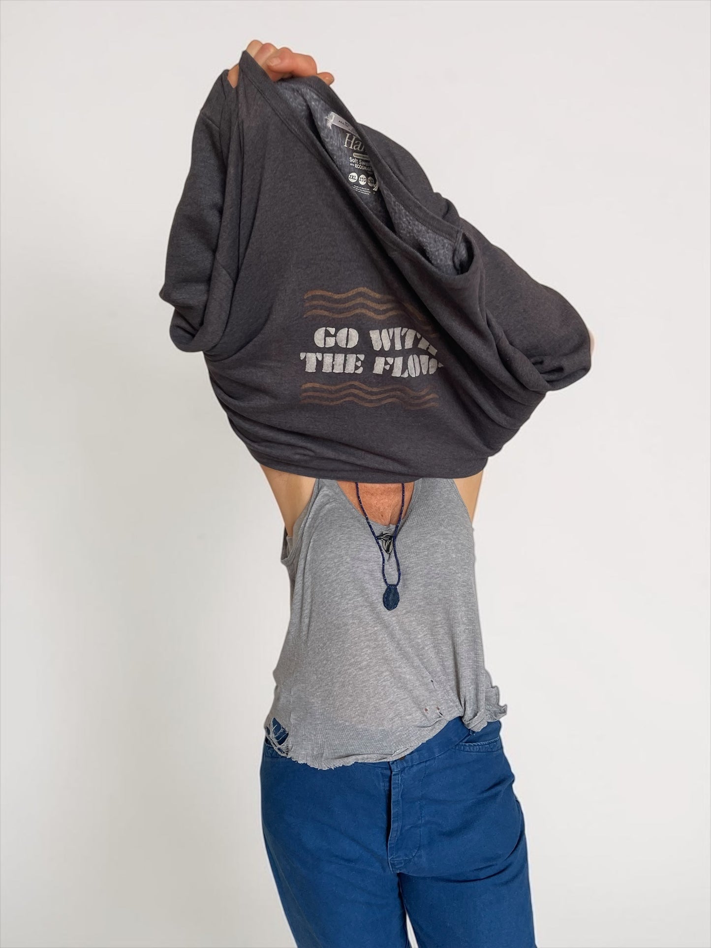 Sweat vintage XXL "Go with the flow"