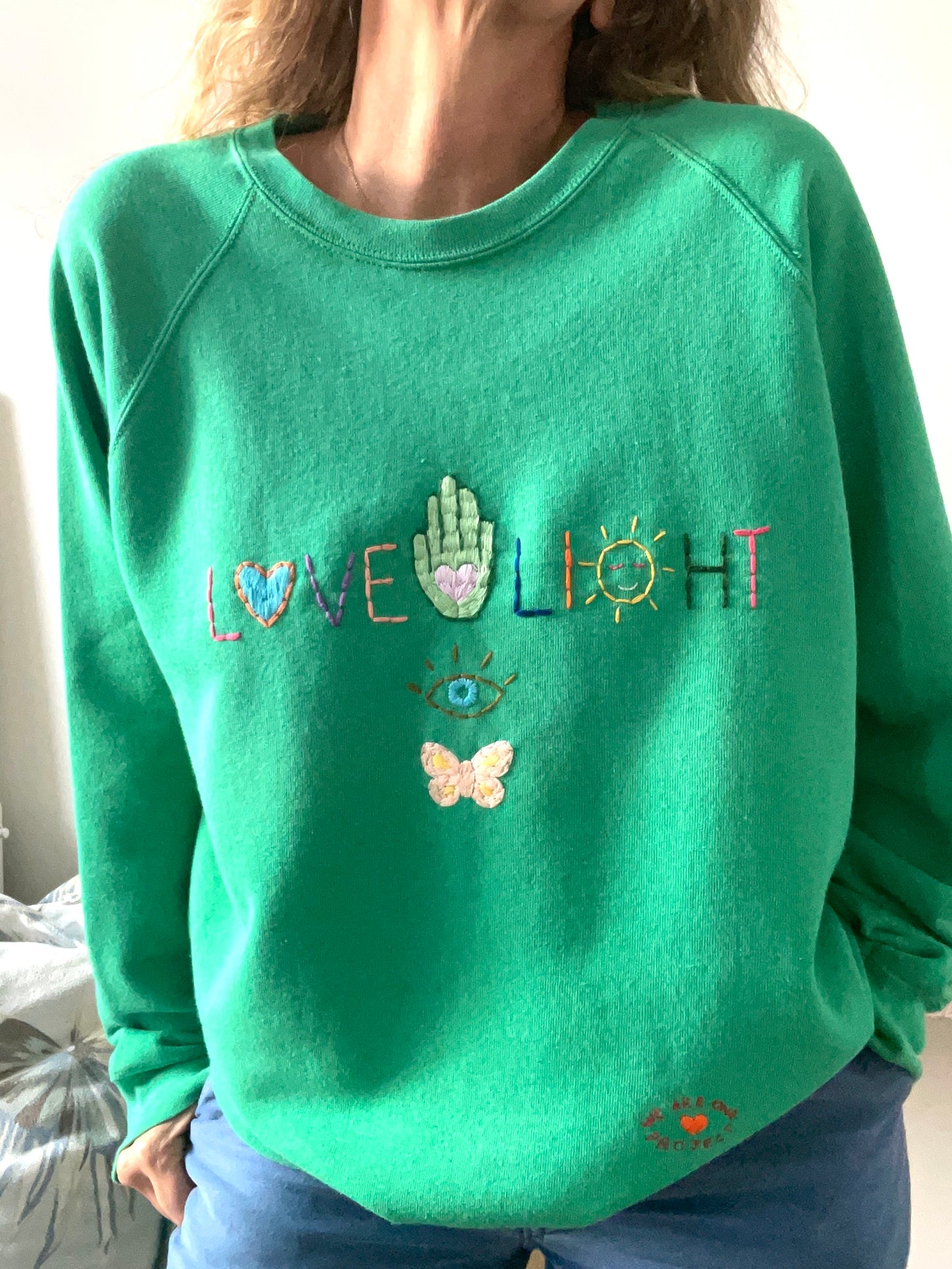 Sweat Vintage Brodé Mantra "Love&Light" L