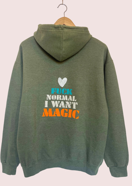 Hoodie zip vintage L/XL "I want magic"