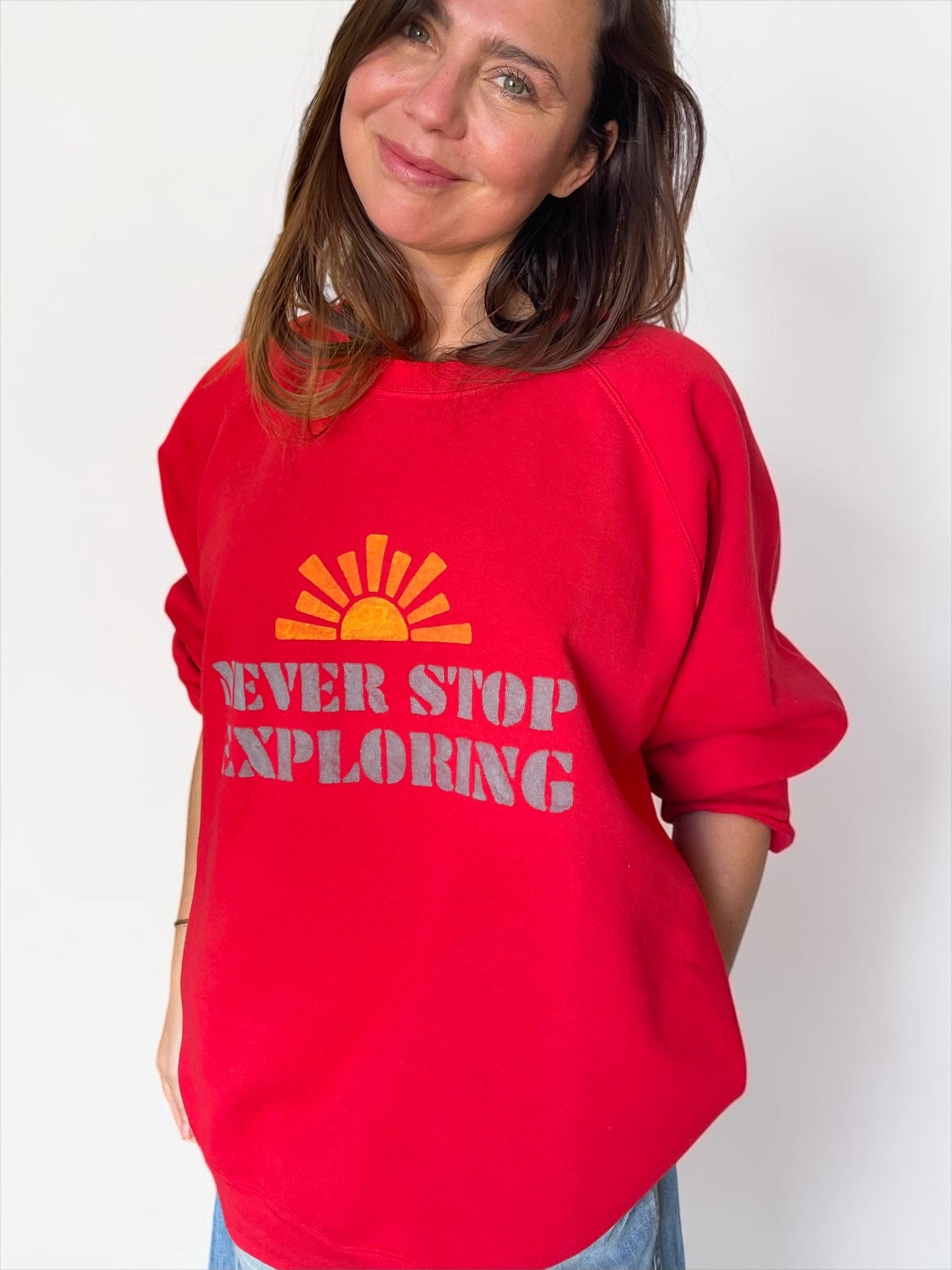 Sweat vintage XXL "Never stop exploring"