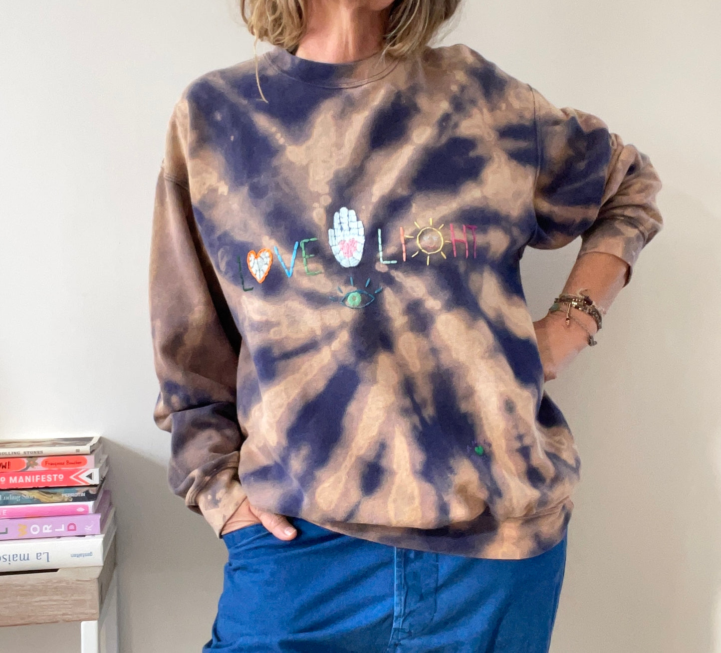 Sweat Vintage Brodé Mantra "Love&Light" L