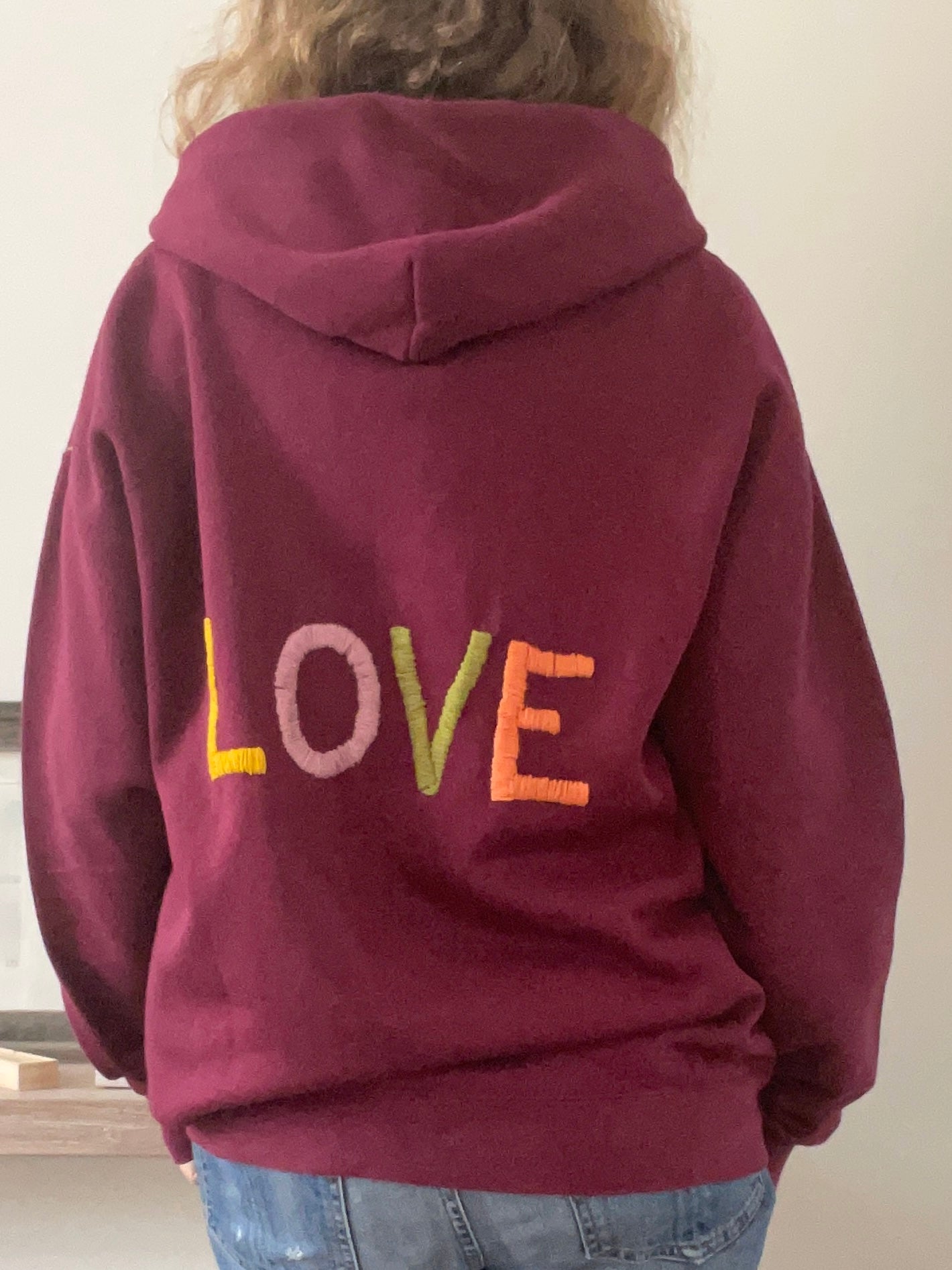 Hoodie Zippé  Vintage Brodé BIG LOVE L/XL