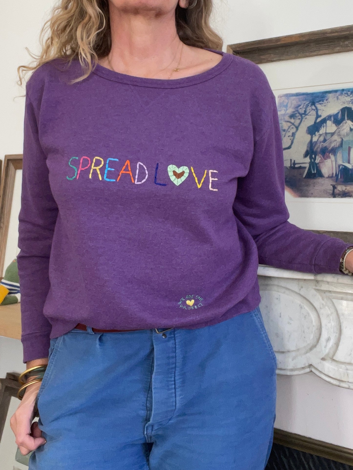 Sweat Vintage Brodé Mantra "Spread Love" M