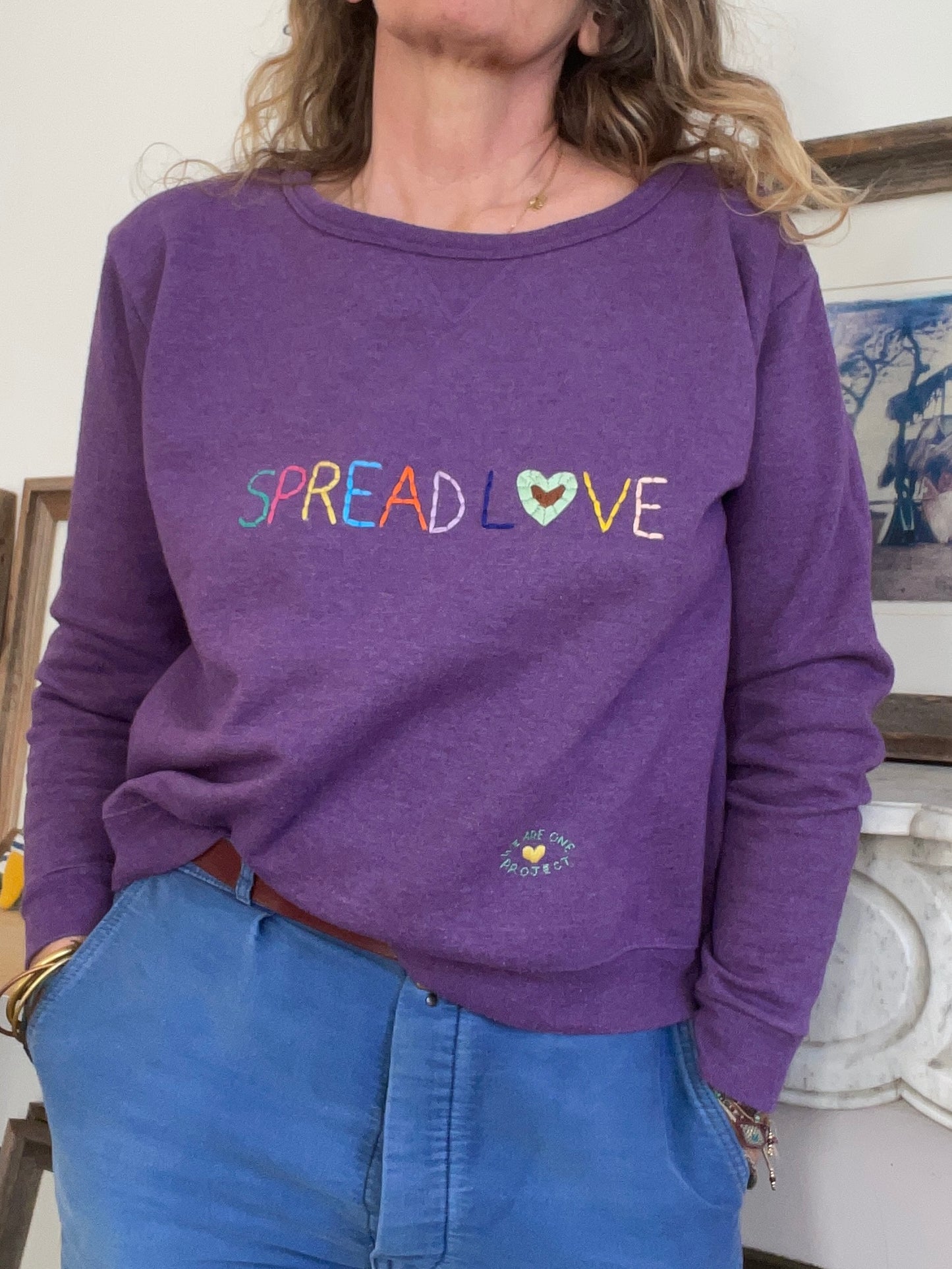 Sweat Vintage Brodé Mantra "Spread Love" M