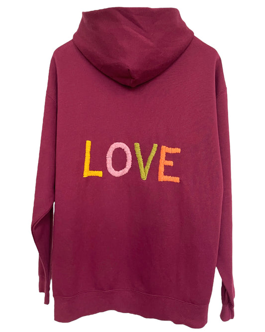 Hoodie Zippé  Vintage Brodé BIG LOVE L/XL