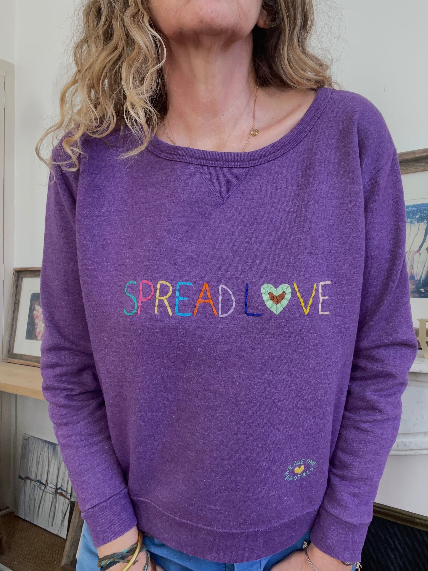 Sweat Vintage Brodé Mantra "Spread Love" M