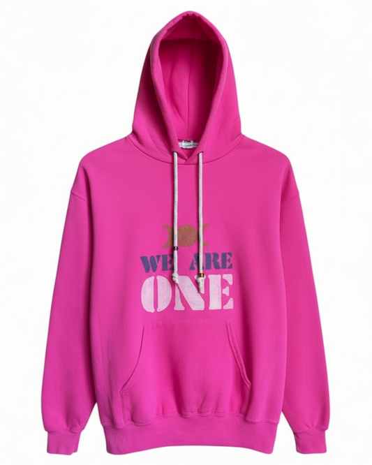 hoodie vintage rose fruit of the loom avec le slogan "we are one"