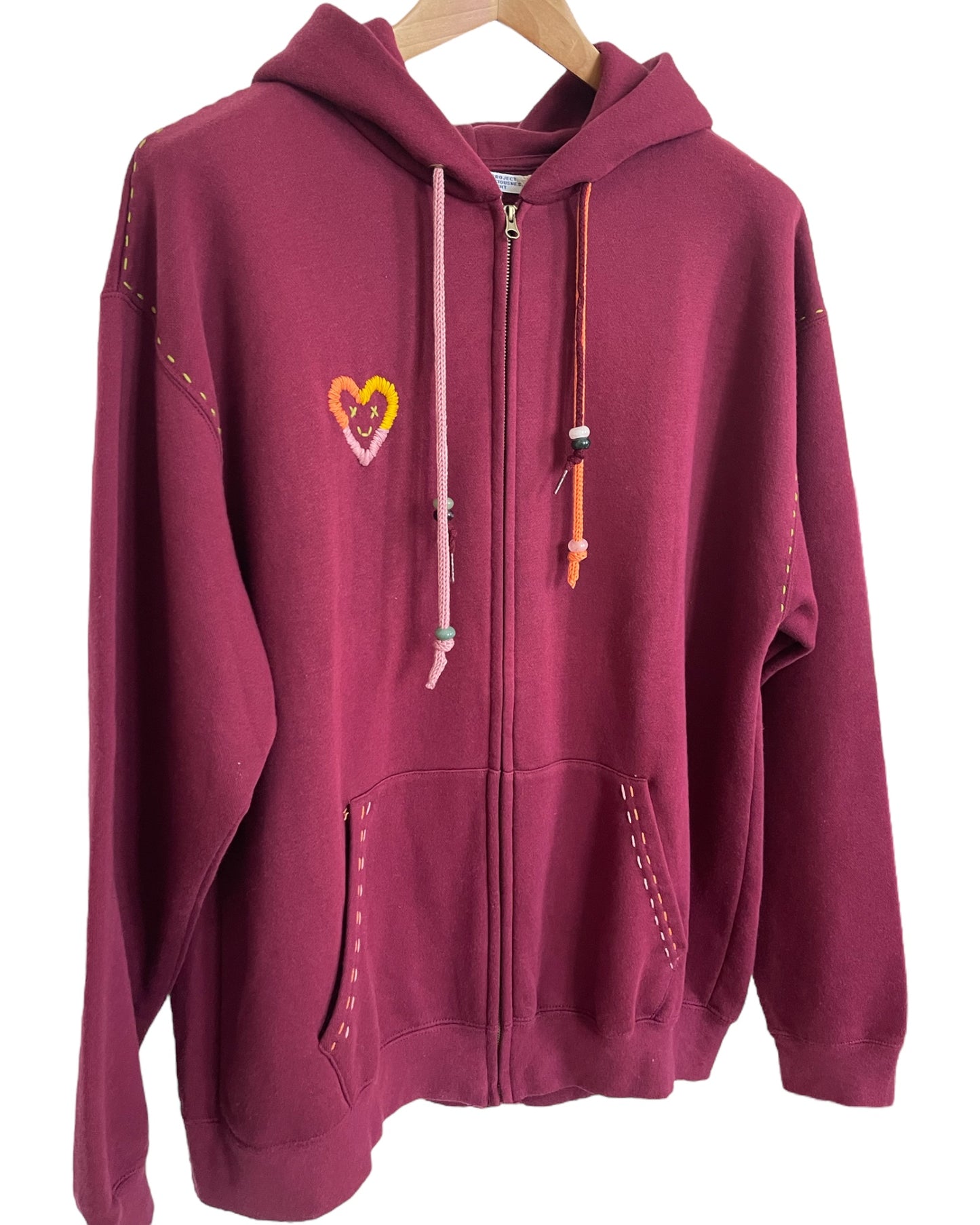 Hoodie Zippé  Vintage Brodé BIG LOVE L/XL