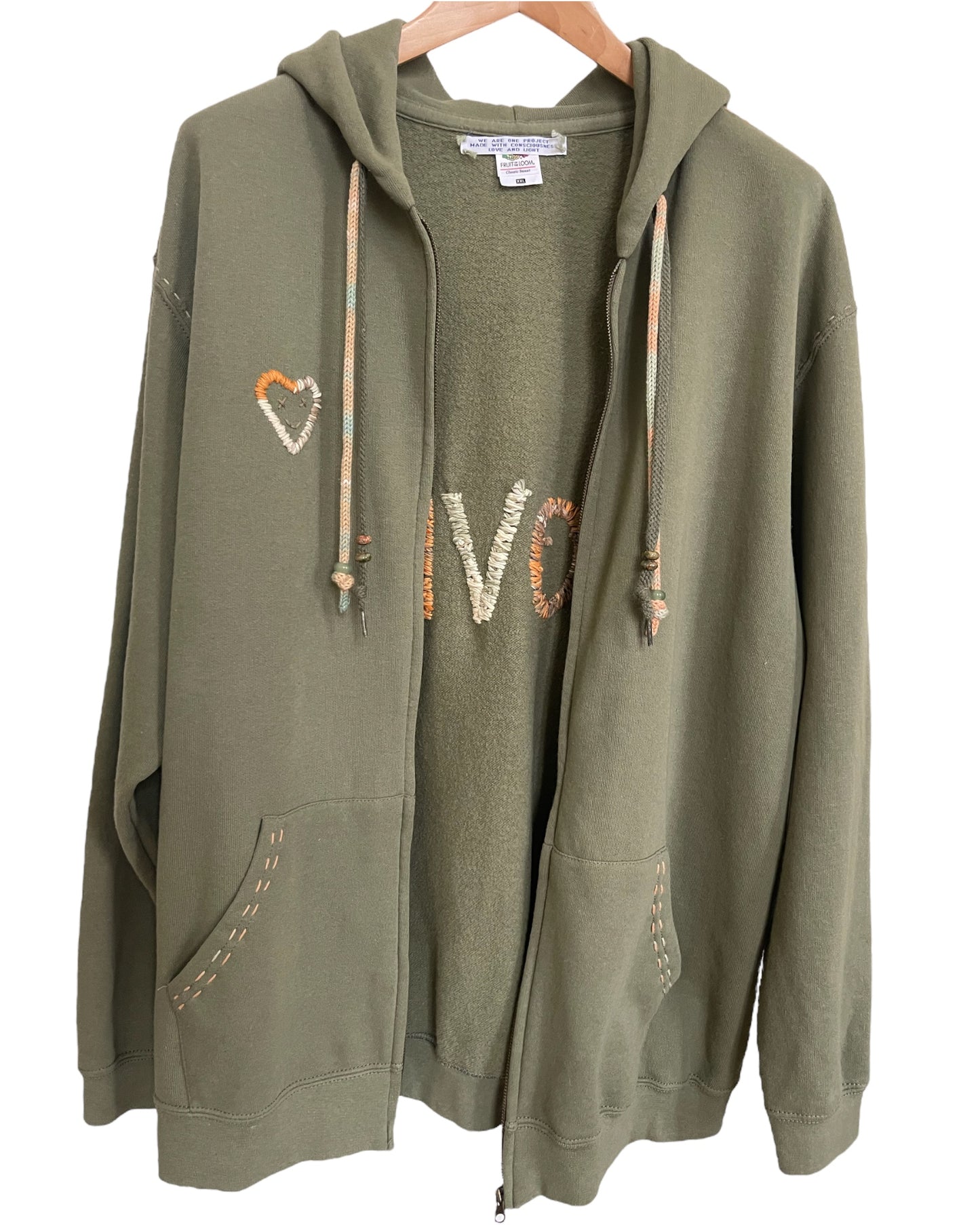 Hoodie Zippé  Oversize Vintage Brodé BIG LOVE XXL