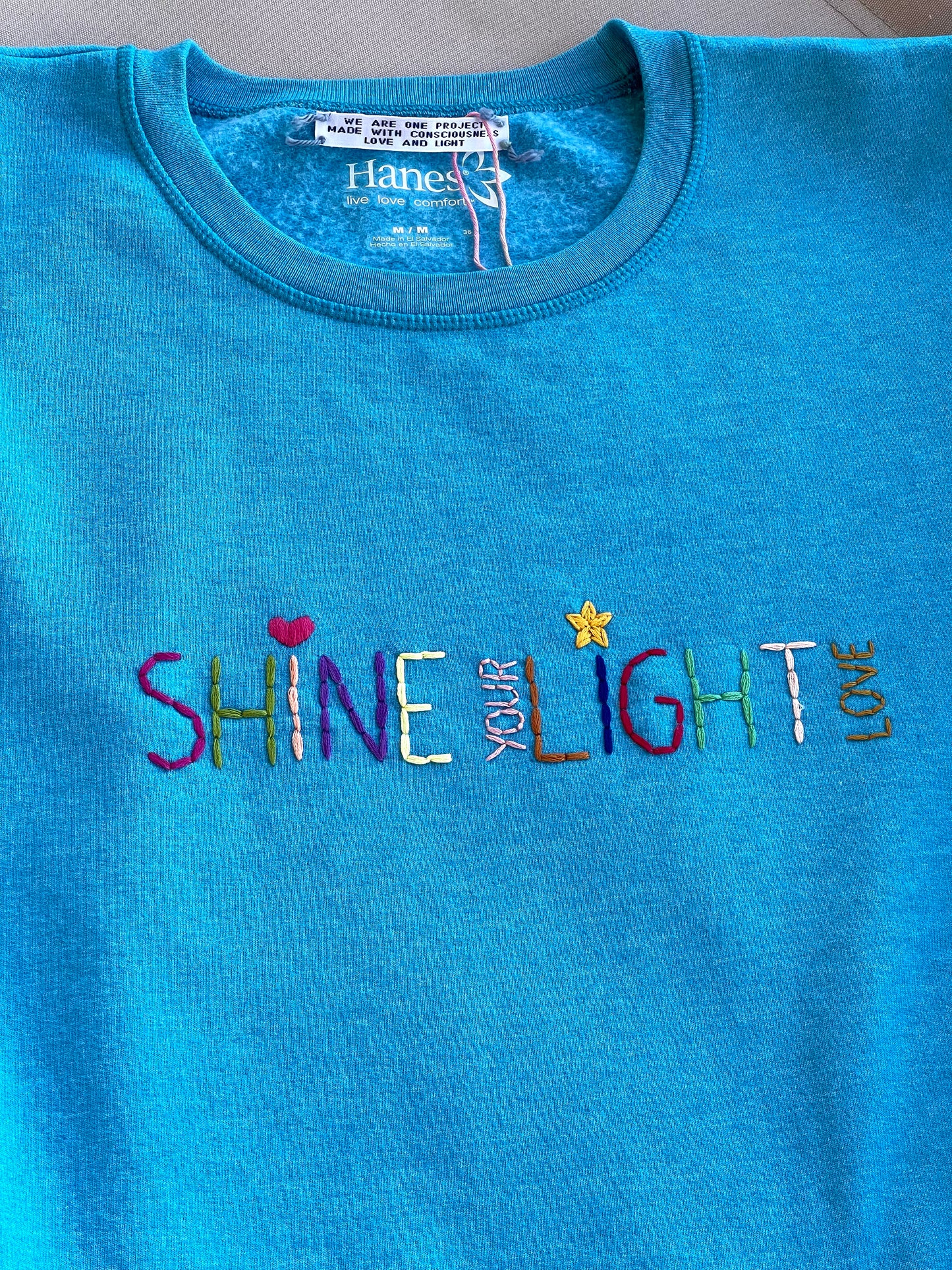 Sweat Vintage Brodé Mantra "Shine your light" S/M